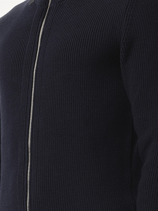 English Rib Zip Cardigan in Navy