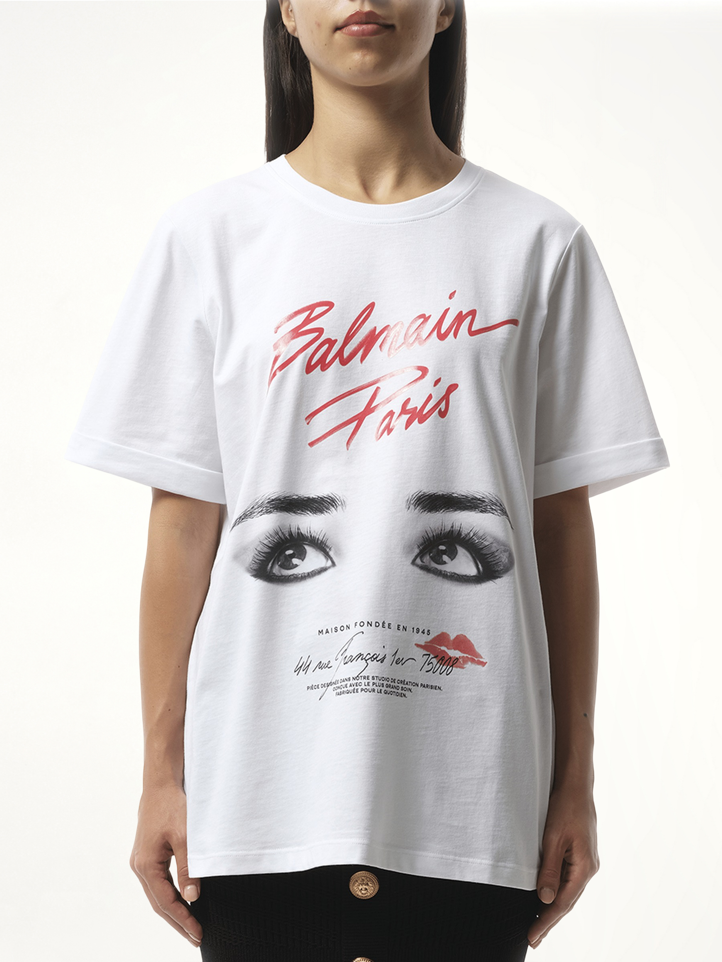 Balmain Paris Eyes Print T-Shirt in White