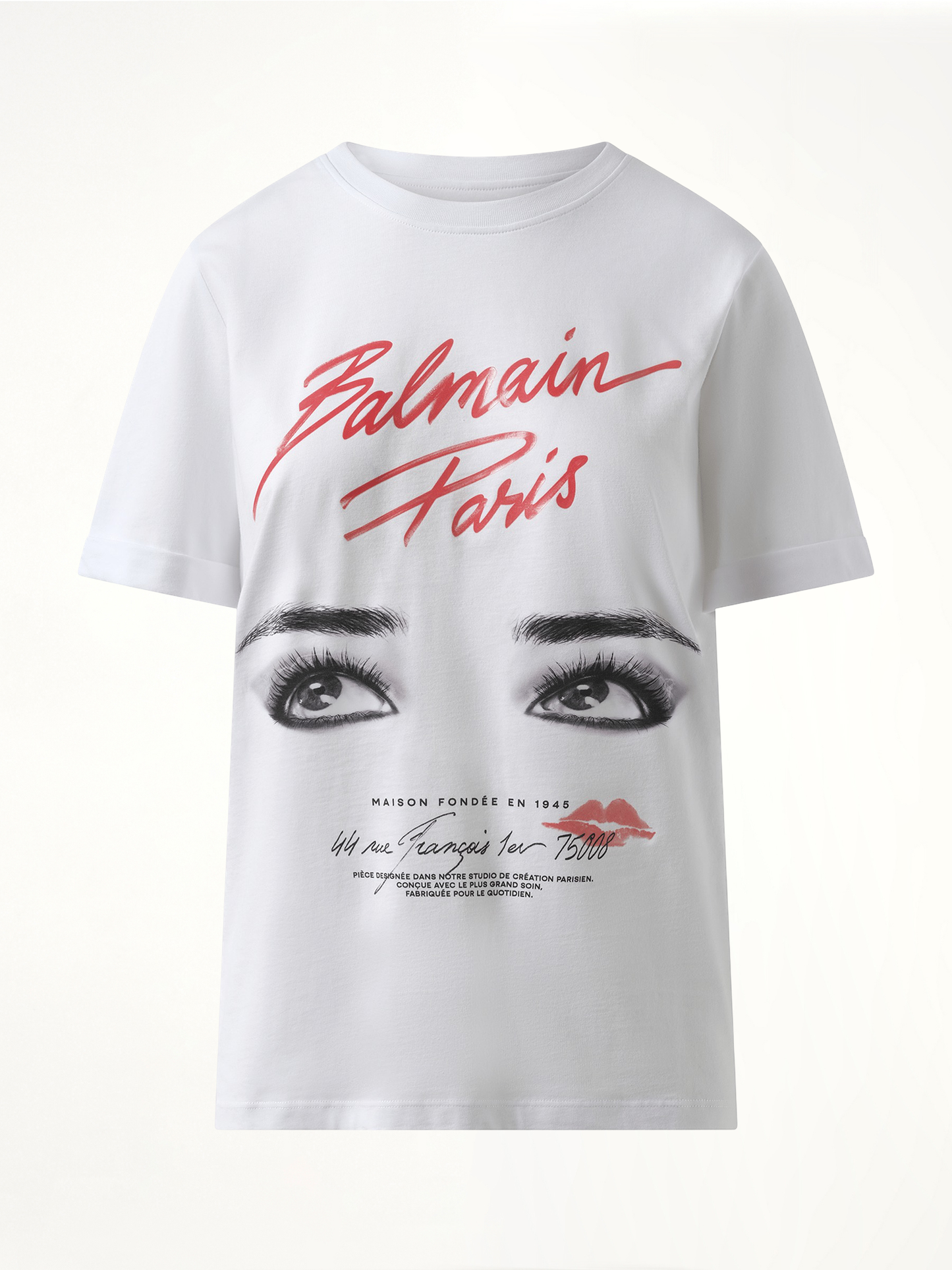 Balmain Paris Eyes Print T-Shirt in White