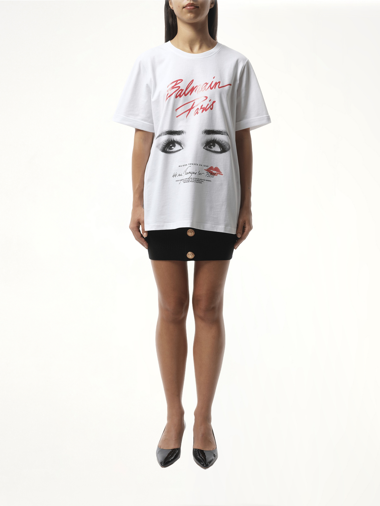 Balmain Paris Eyes Print T-Shirt in White