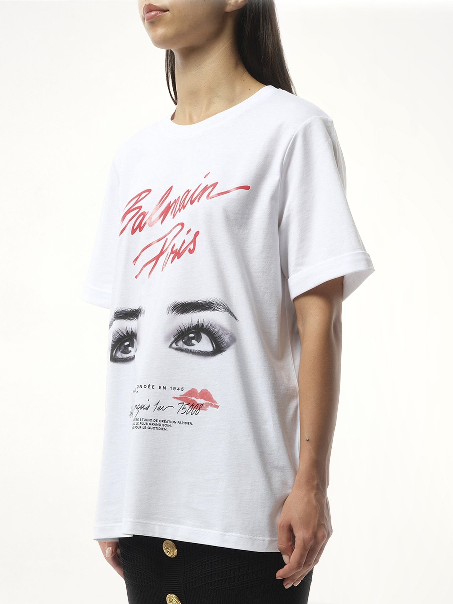 Balmain Paris Eyes Print T-Shirt in White