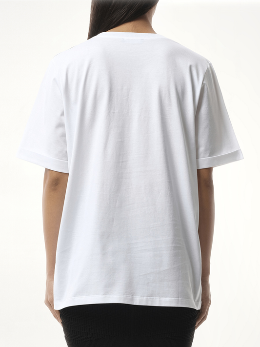 3 Btn Balmain Lipstick Print T-Shirt in White