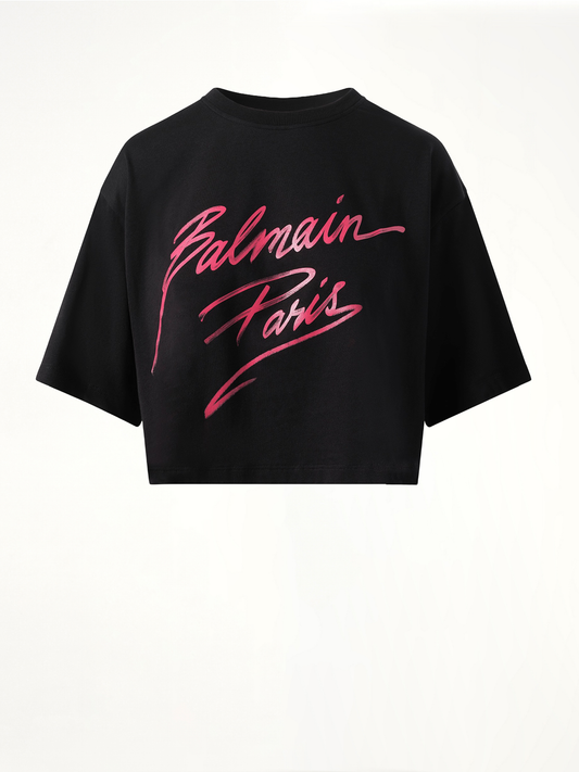 Balmain Baseball Cropped T-Shirt in Pink