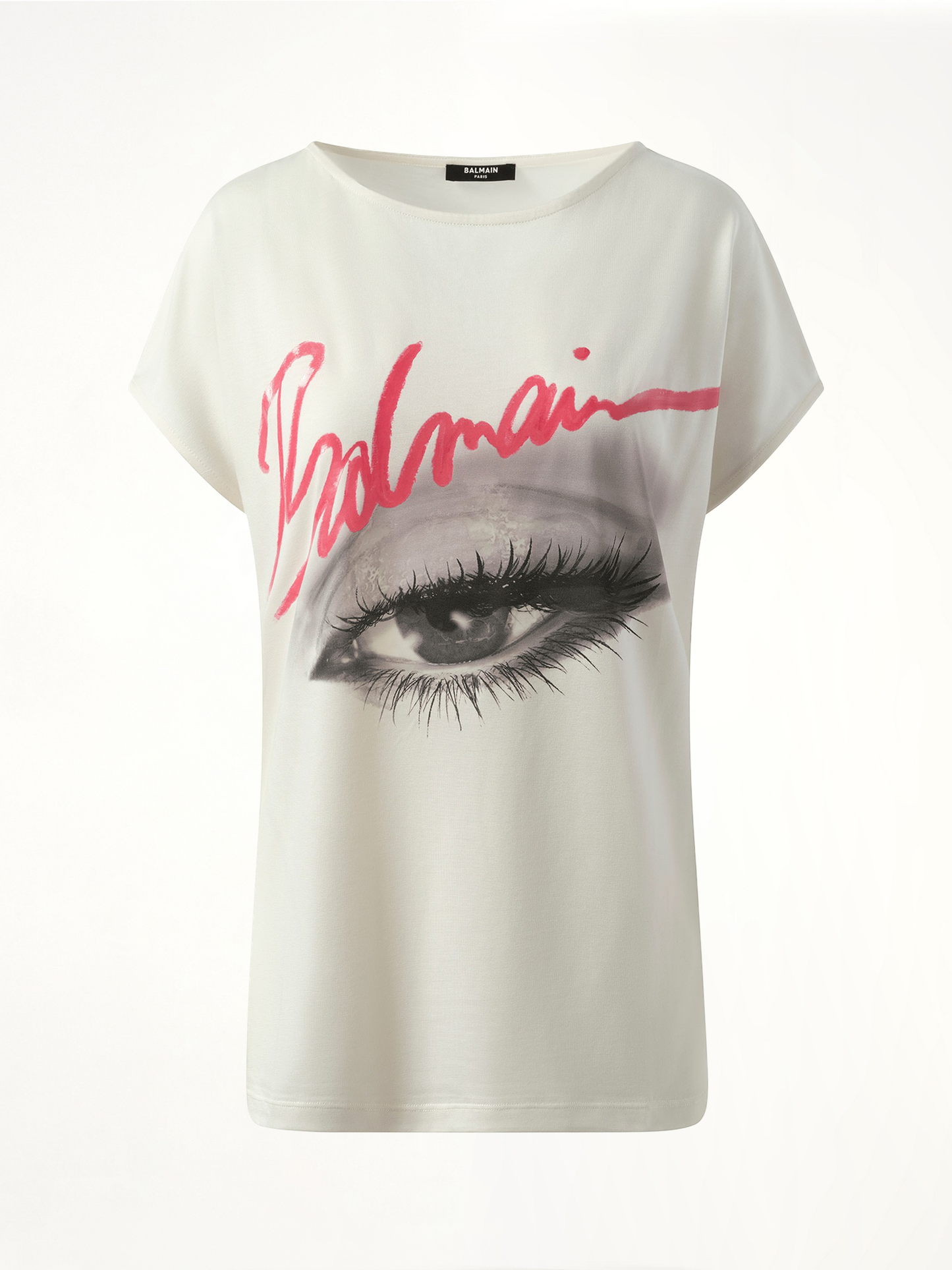 Boatneck Balmain Eye Print Top in White