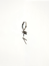 Rose Hoop Earring in Antique Silver