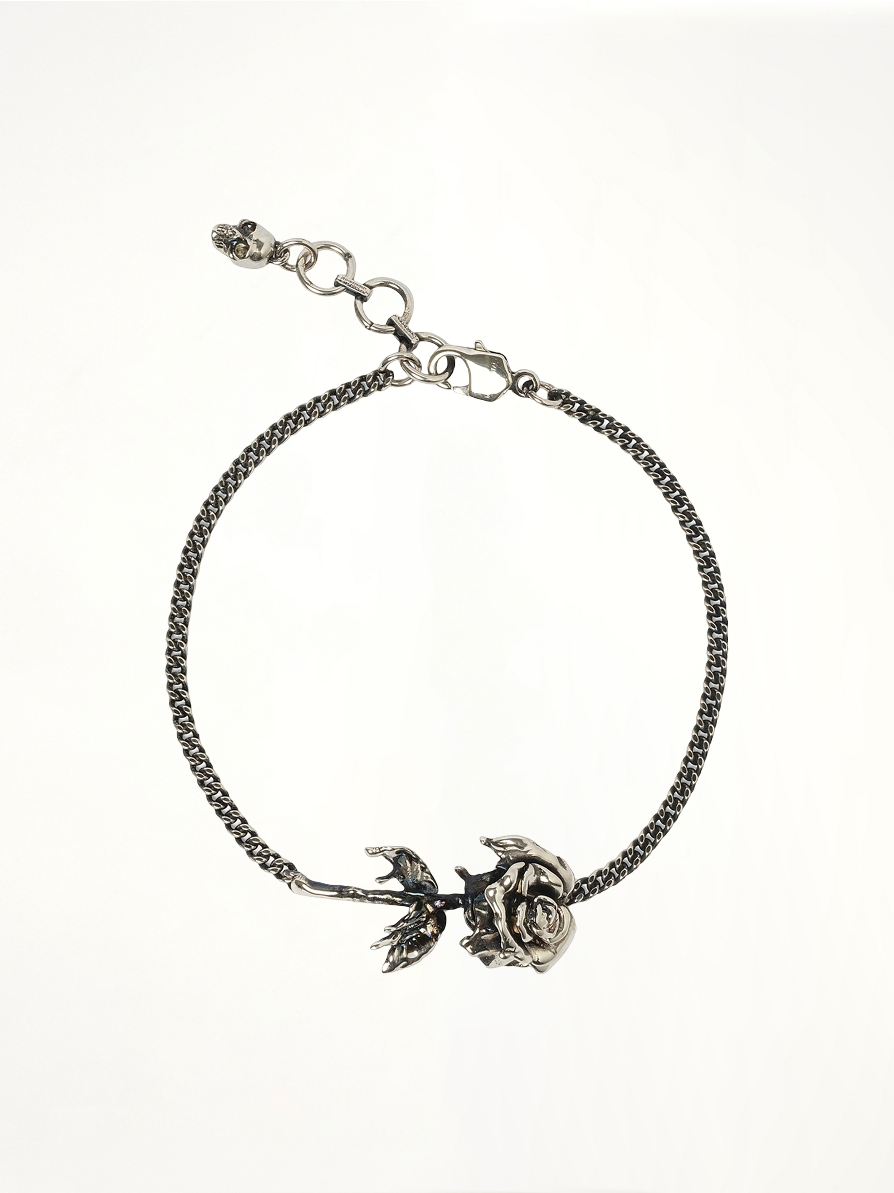 Dipped Rose Bracelet in Antique Silver