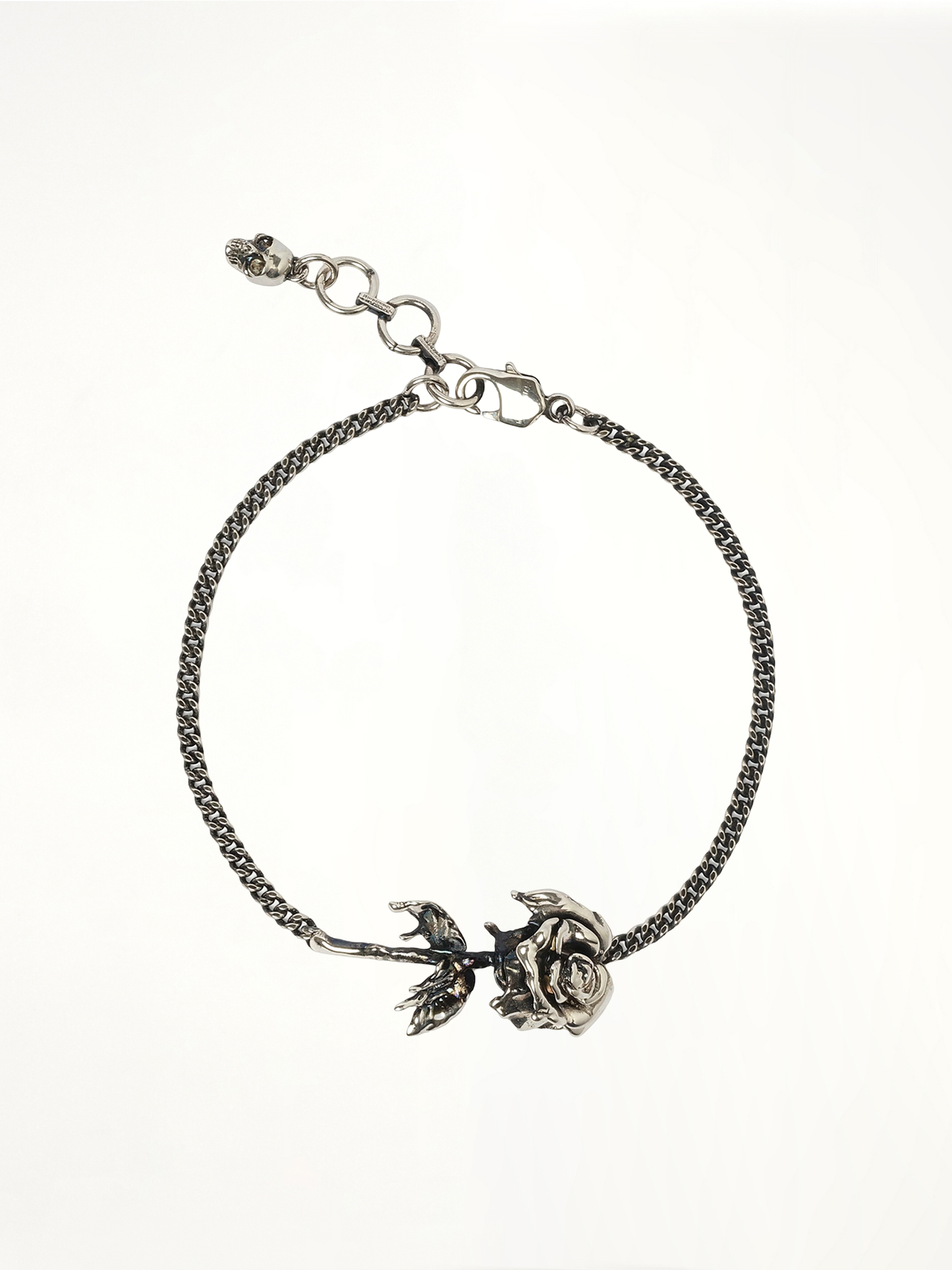 Dipped Rose Bracelet in Antique Silver