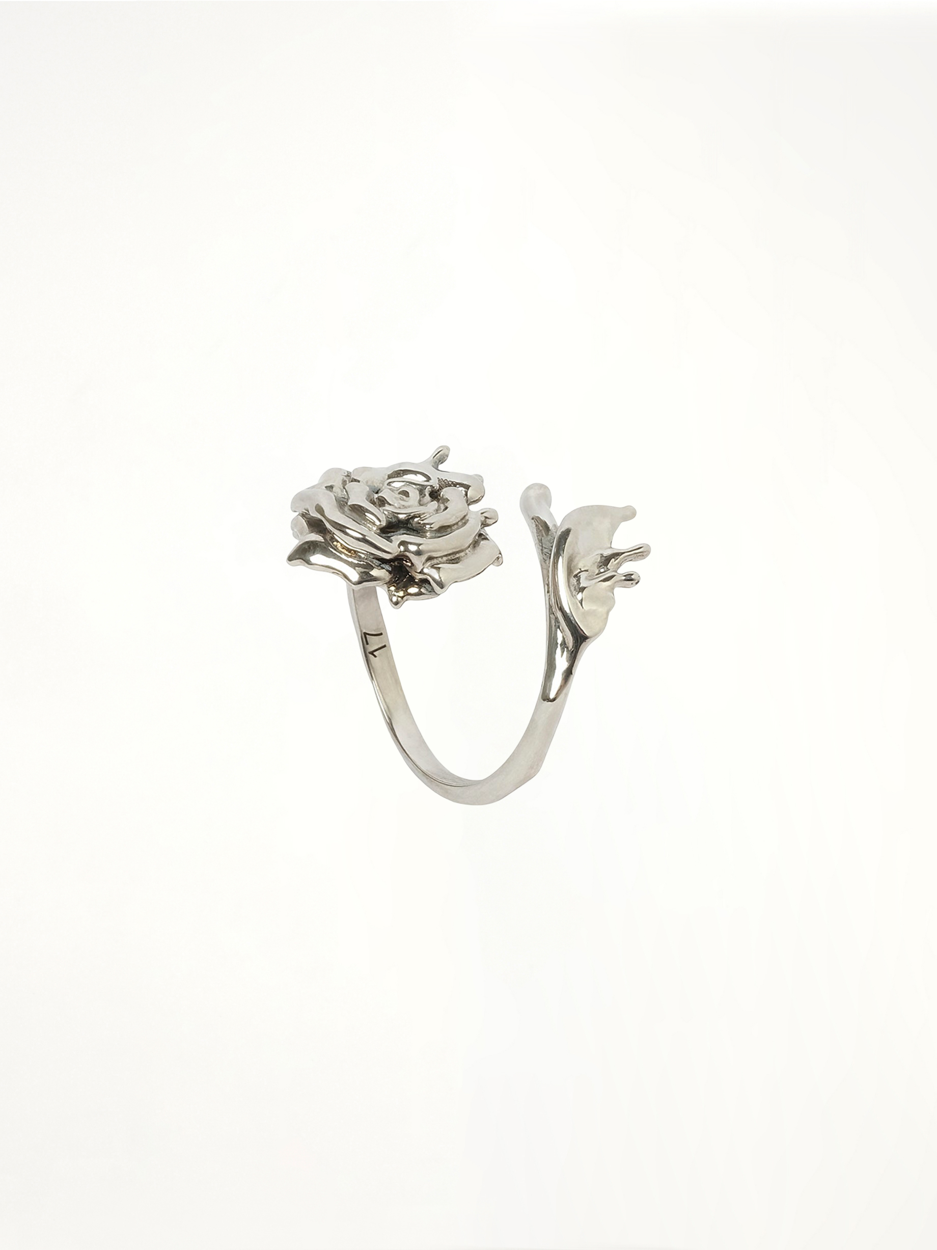 Dipped Rose Ring in Antique Silver