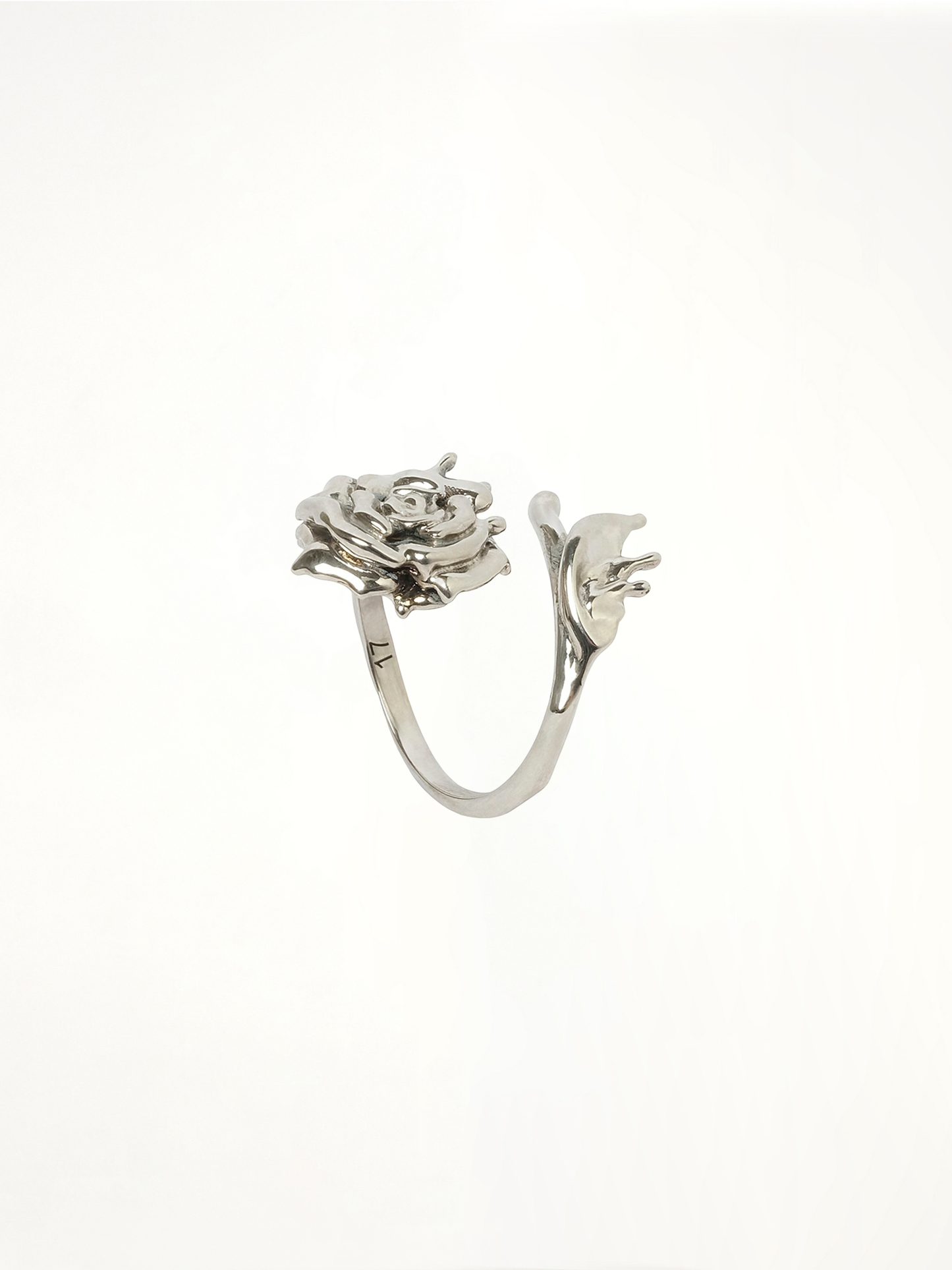 Dipped Rose Ring in Antique Silver