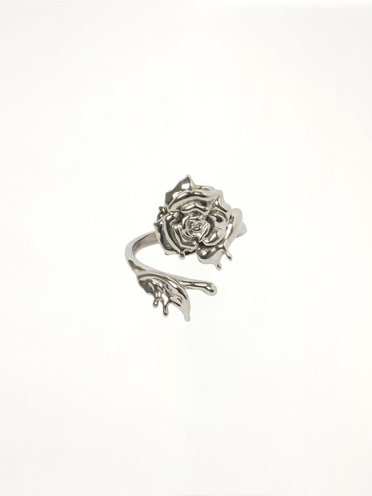 Dipped Rose Ring in Antique Silver