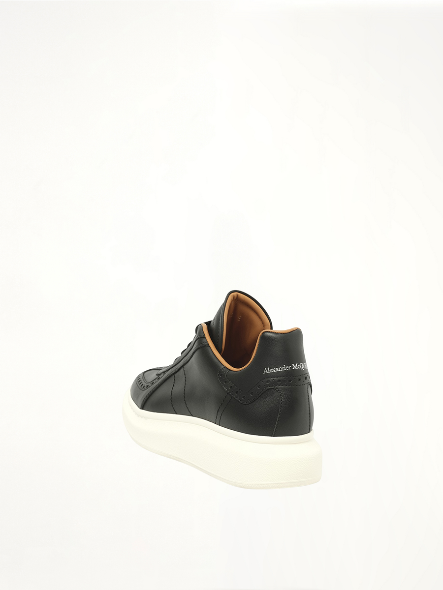 Candid Calf Larry Sneaker in Black/White Back View | ALEXANDER MCQUEEN
