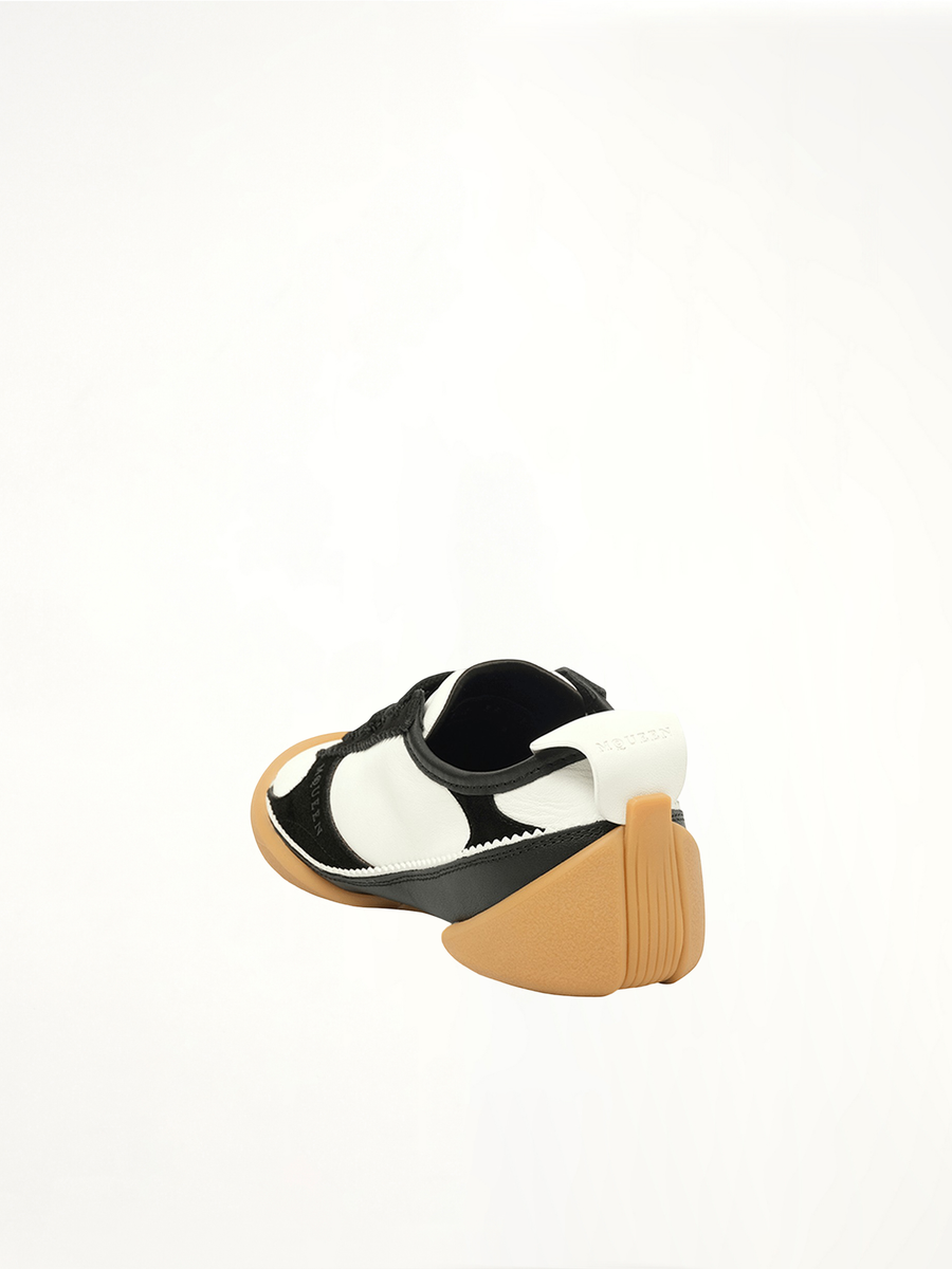 Flexion Sneaker in White/Black/Brown Back View | ALEXANDER MCQUEEN
