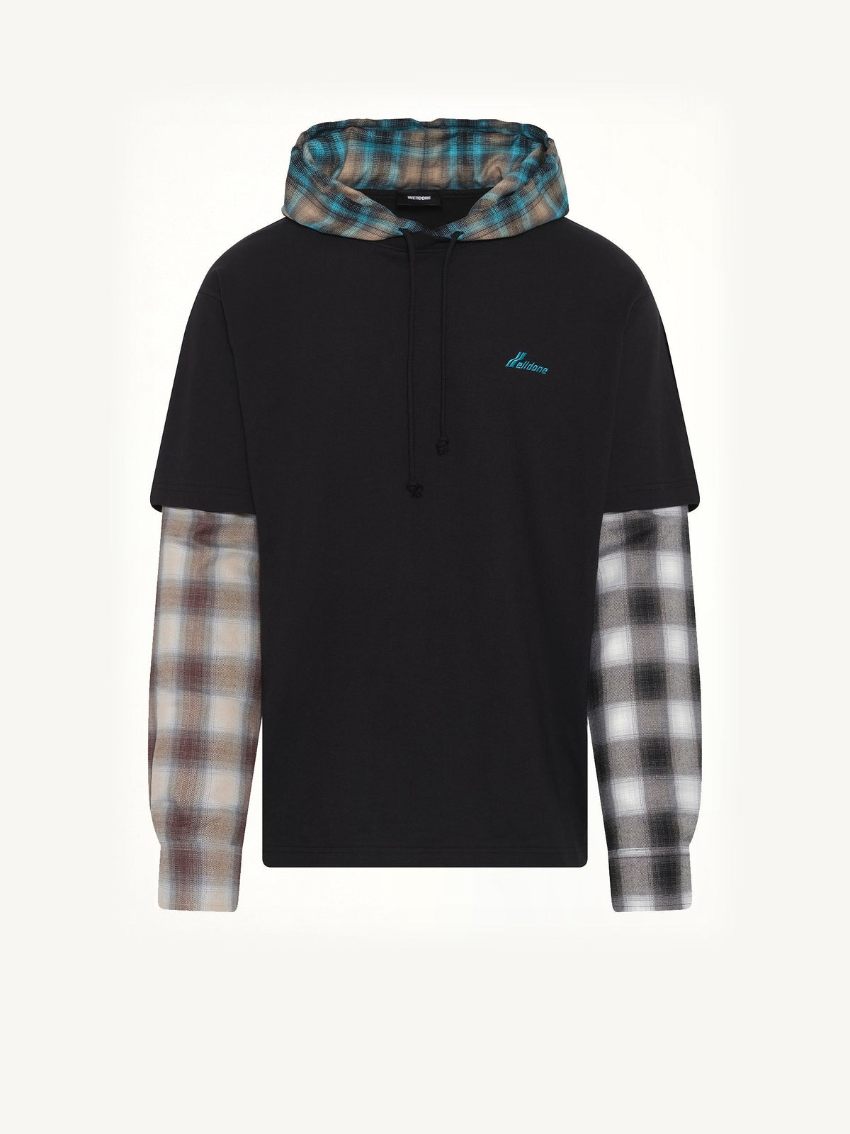 Checkered Patch Long-Sleeved T-Shirt in Black