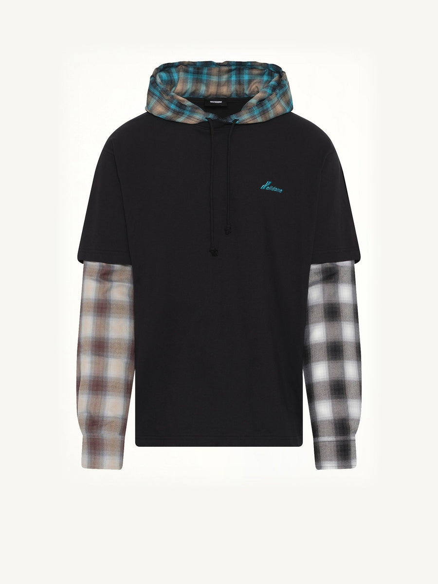 Checkered Patch Long-Sleeved T-Shirt in Black