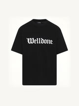 Gothic Logo Short-Sleeved T-Shirt in Black