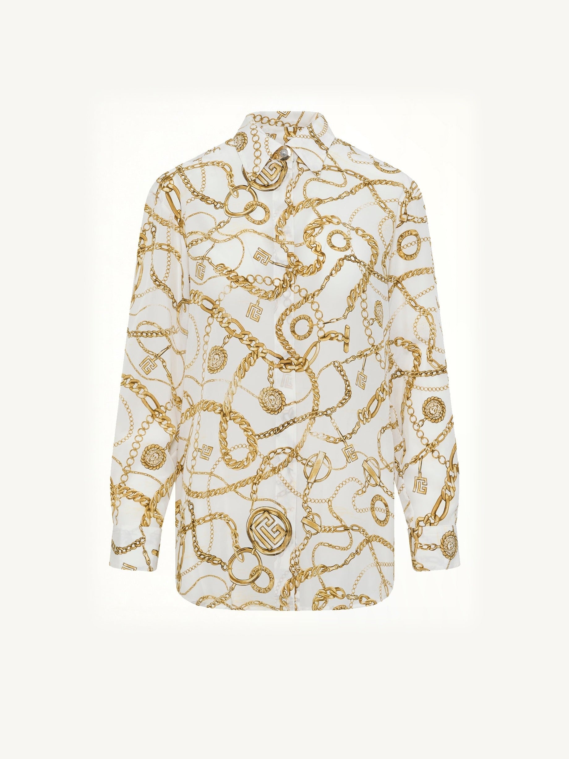 Chains Printed T-Shirt in White/Gold