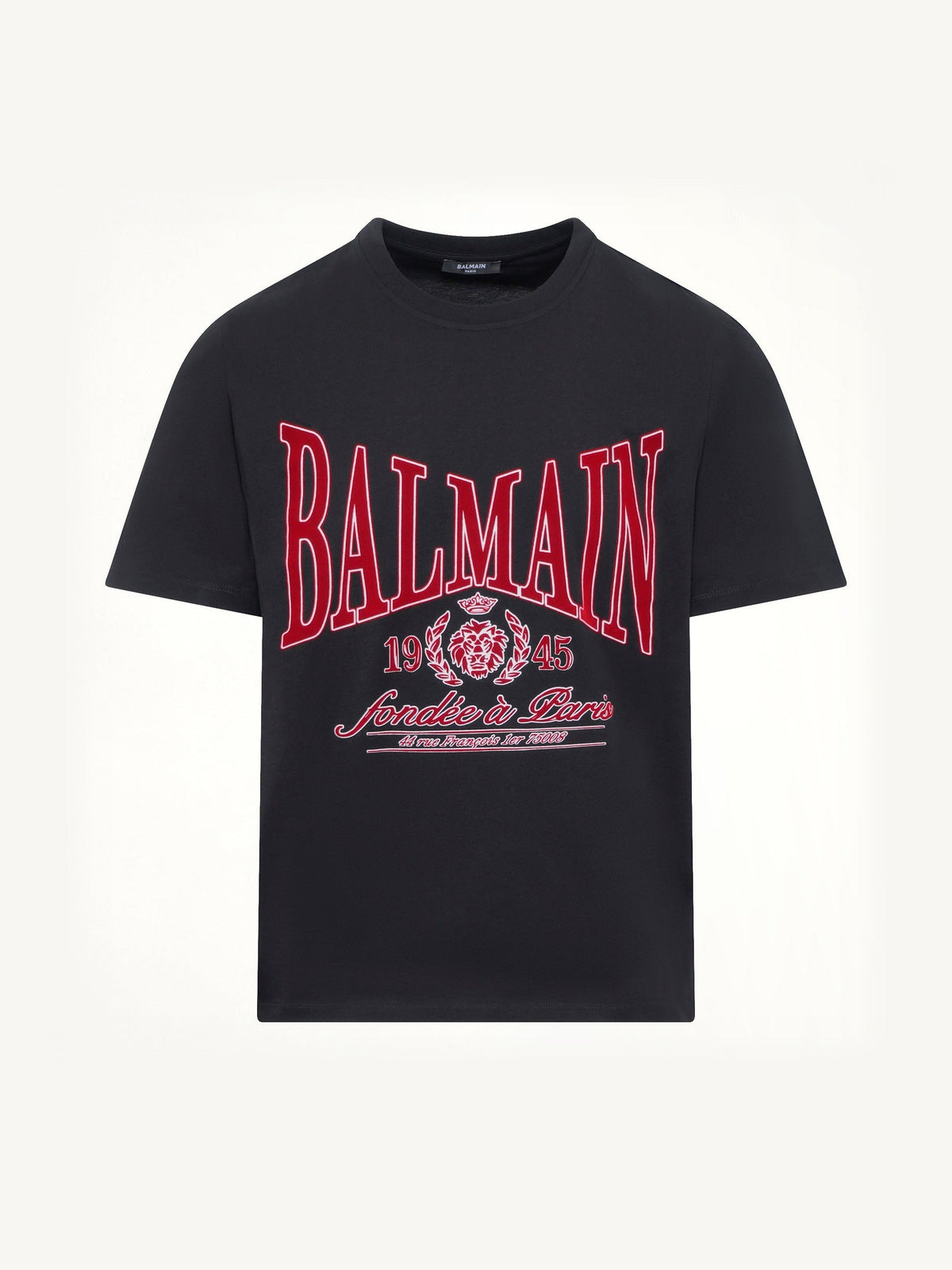 Balmain College Flock T-Shirt in Black