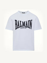 Balmain College Flock T-Shirt in White/Black