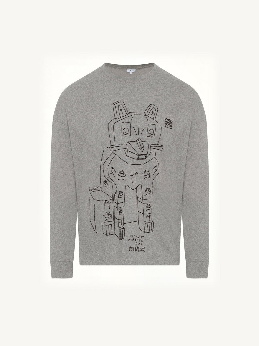 Louis Wain Long Sleeve T-Shirt in Grey Melange