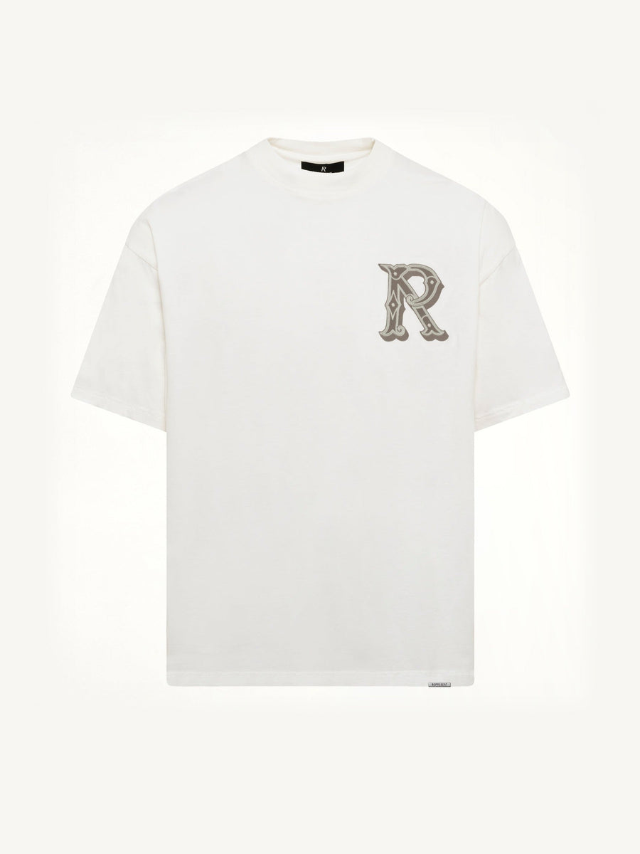 Western Initial T-Shirt in Flat White