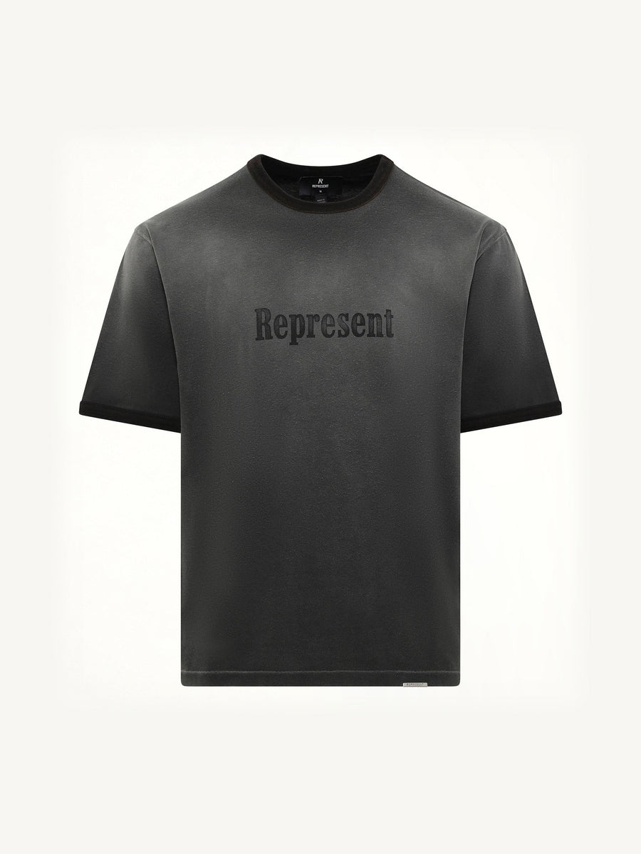 Represent Ringer T-Shirt in Stained Black