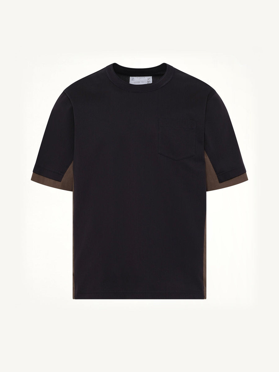 Cotton Typewriter x Cotton Jersey T-Shirt in Navy/Taupe