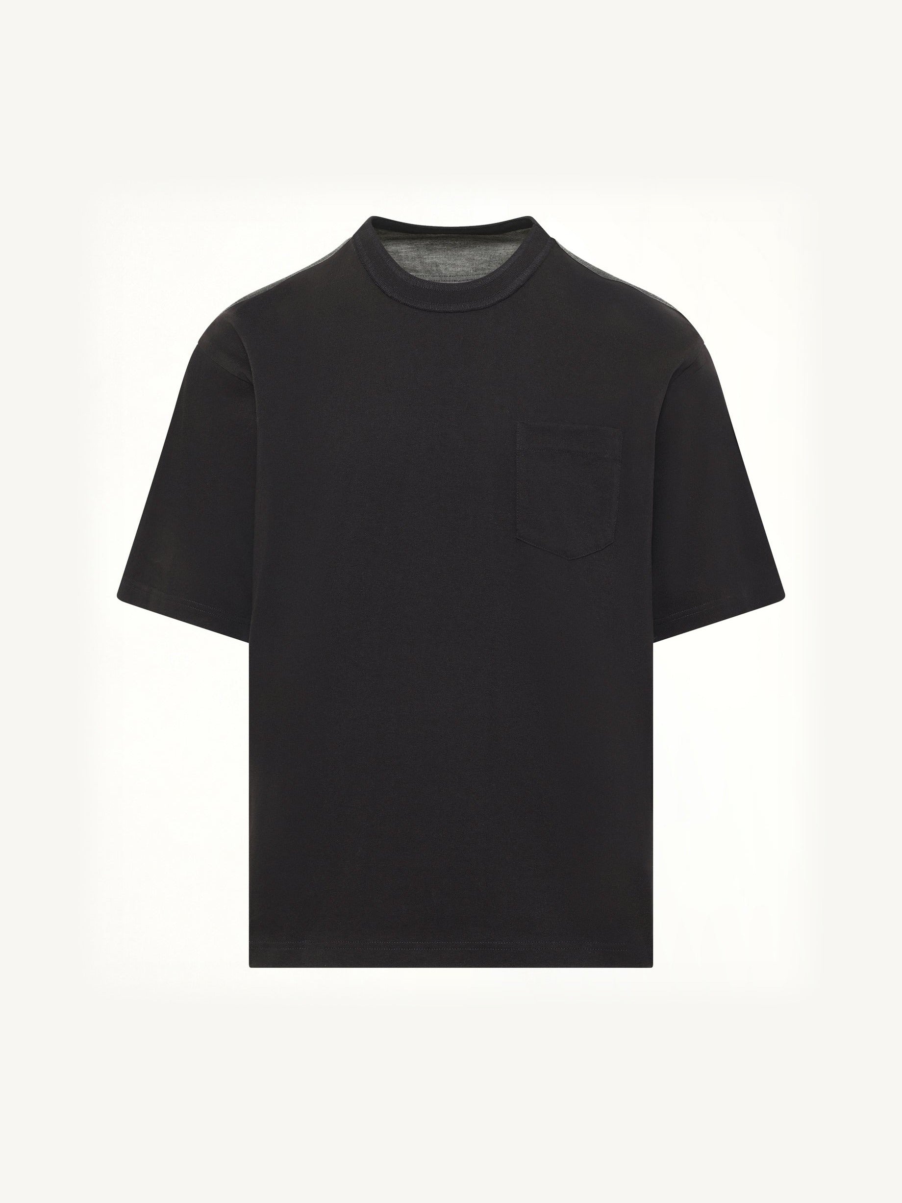 Light Weight Denim x Cotton Jersey T-Shirt in Black