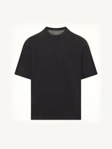 Light Weight Denim x Cotton Jersey T-Shirt in Black
