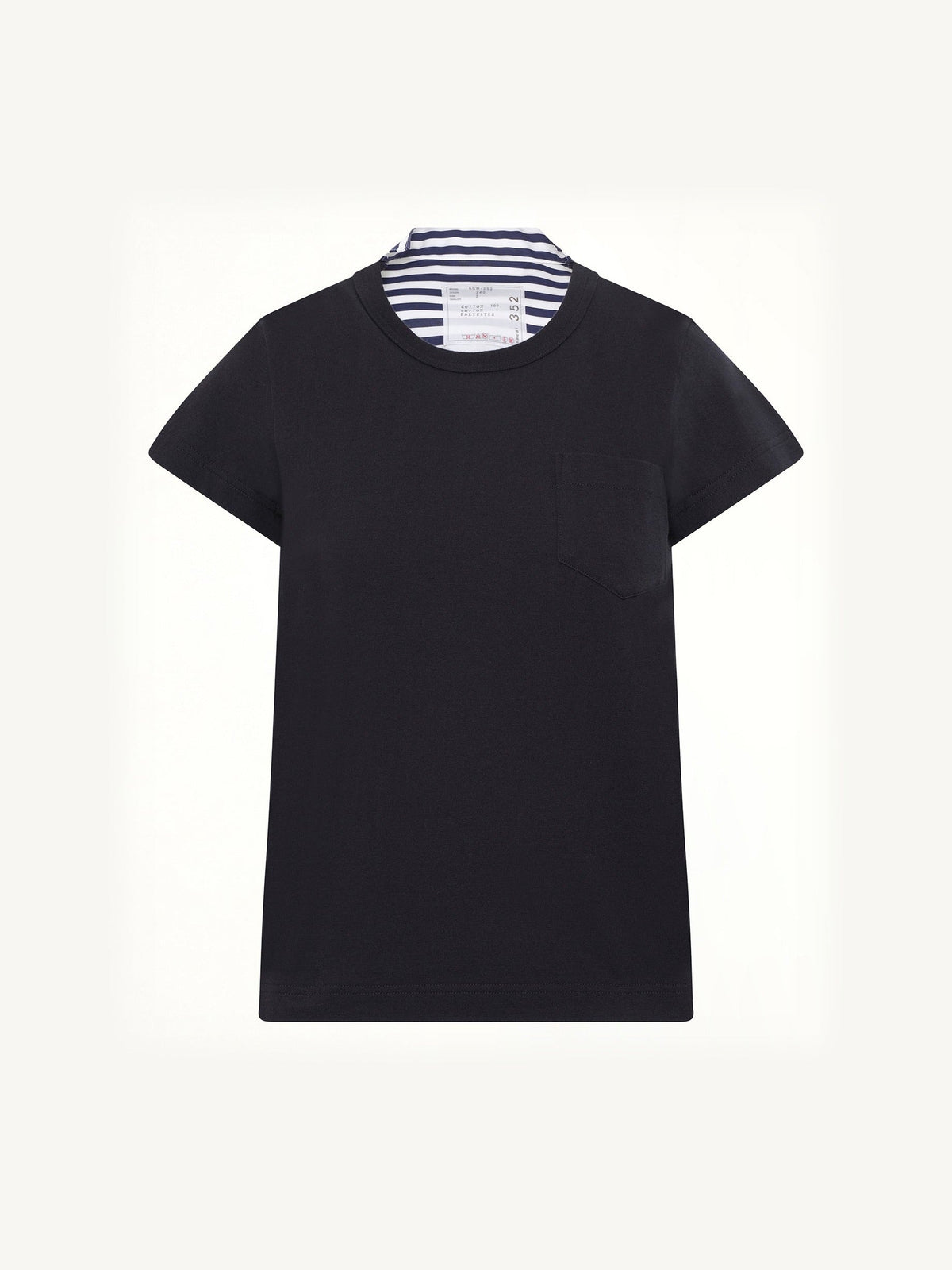 Cotton Poplin x Cotton Jersey T-Shirt in Navy
