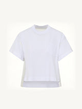 Light Weight Denim x Poplin Jersey T-Shirt in White