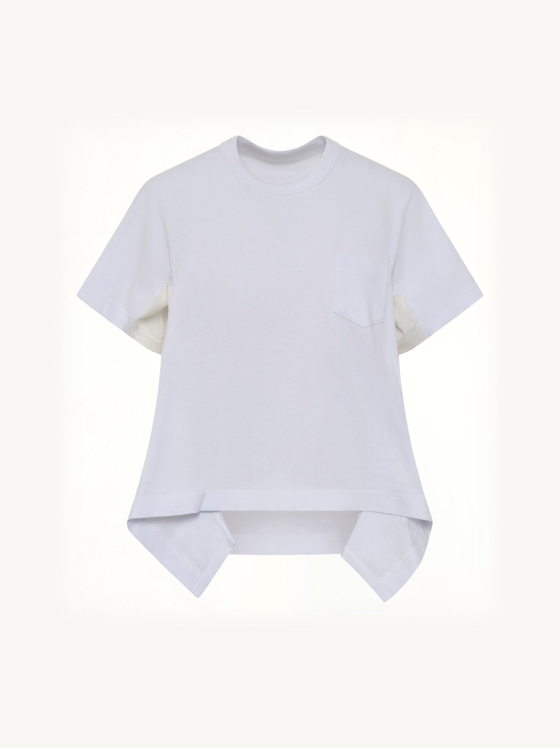 Light Weight Denim x Cotton Jersey T-Shirt in White