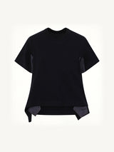 Light Weight Denim x Cotton Jersey T-Shirt in Navy/Blue