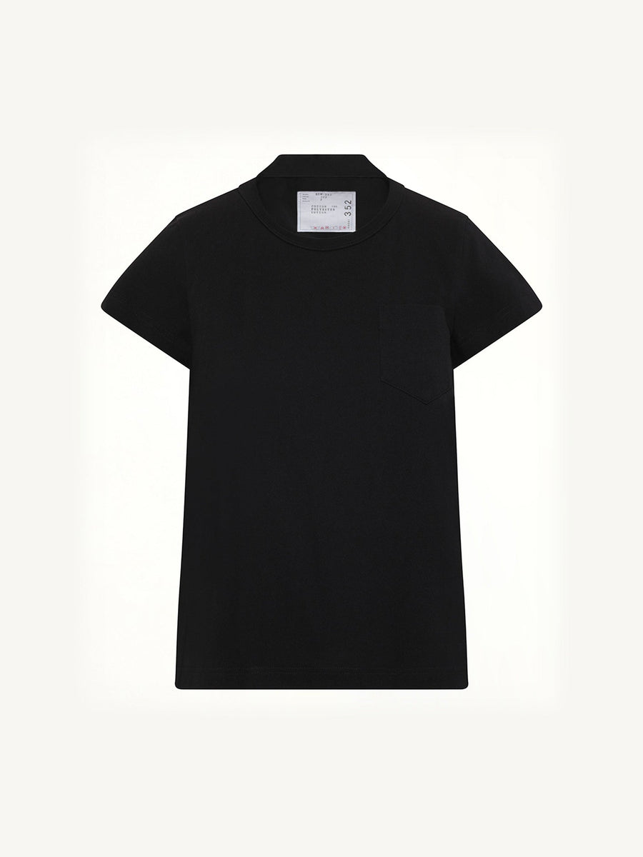 Cotton Poplin x Cotton Jersey T-Shirt in Black
