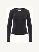 Cut-out Long Sleeve T-Shirt in Black