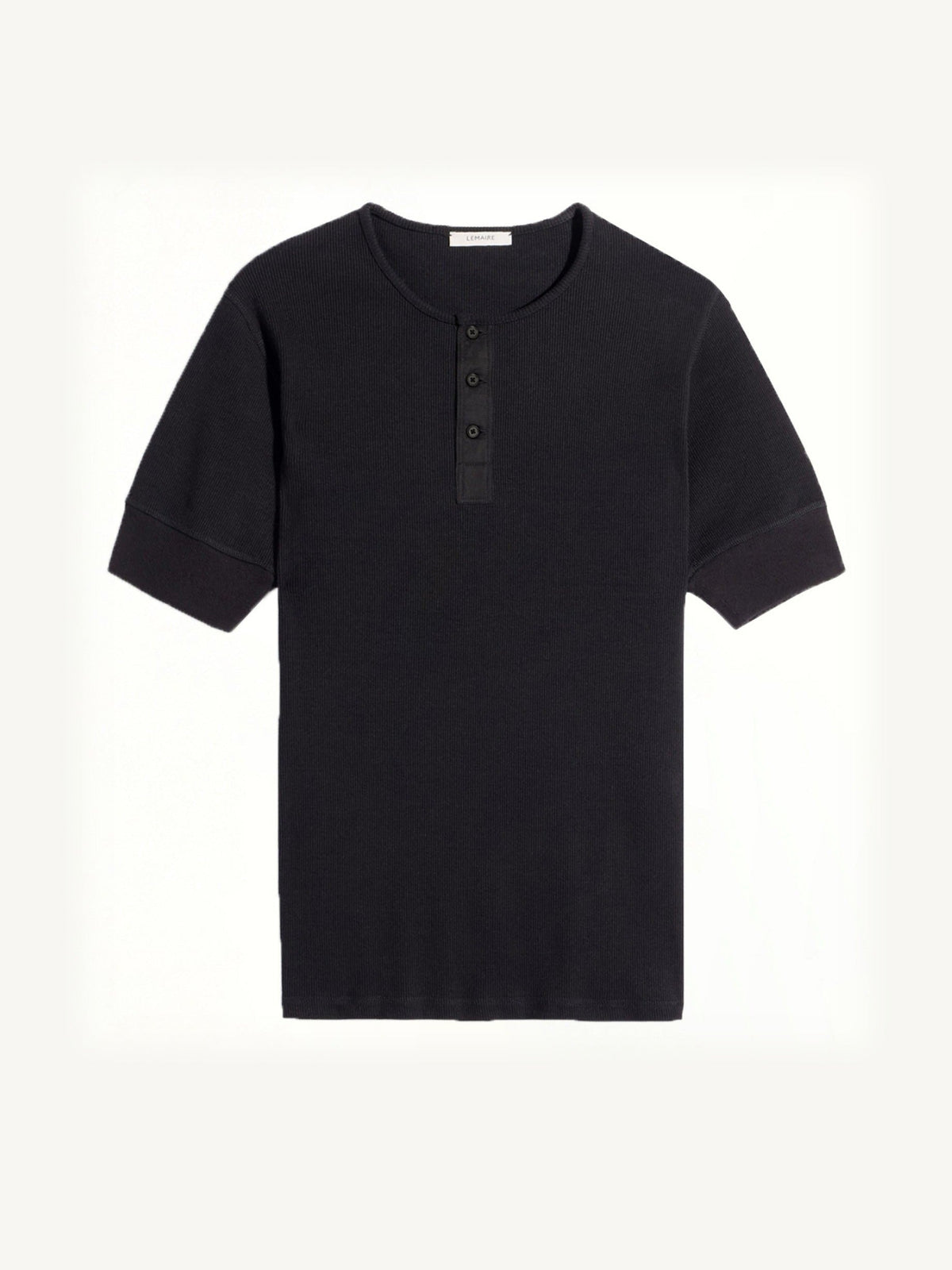 Rib Henley Top in Black