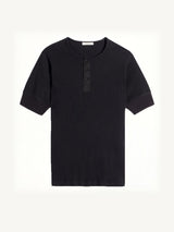 Rib Henley Top in Black