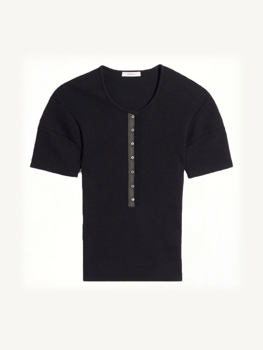 Fitted Henley in Black
