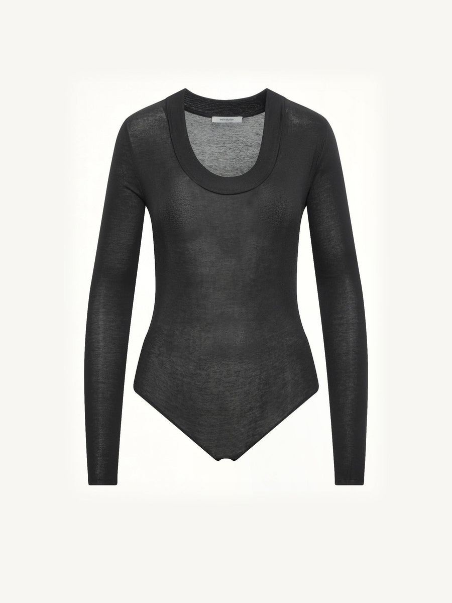 Circle Neck Bodysuit in Black