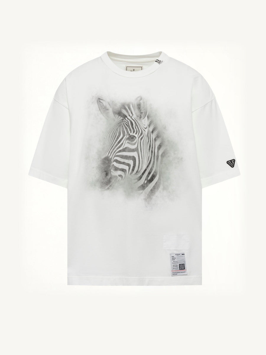 Zebra Printed T-Shirt in White