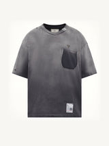 Sun Faded V Neck T-Shirt in Black