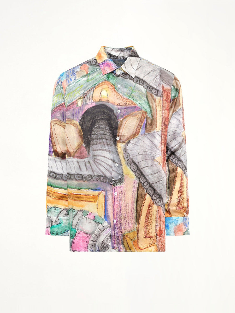 Book Page Silk Shirt in Multicolour