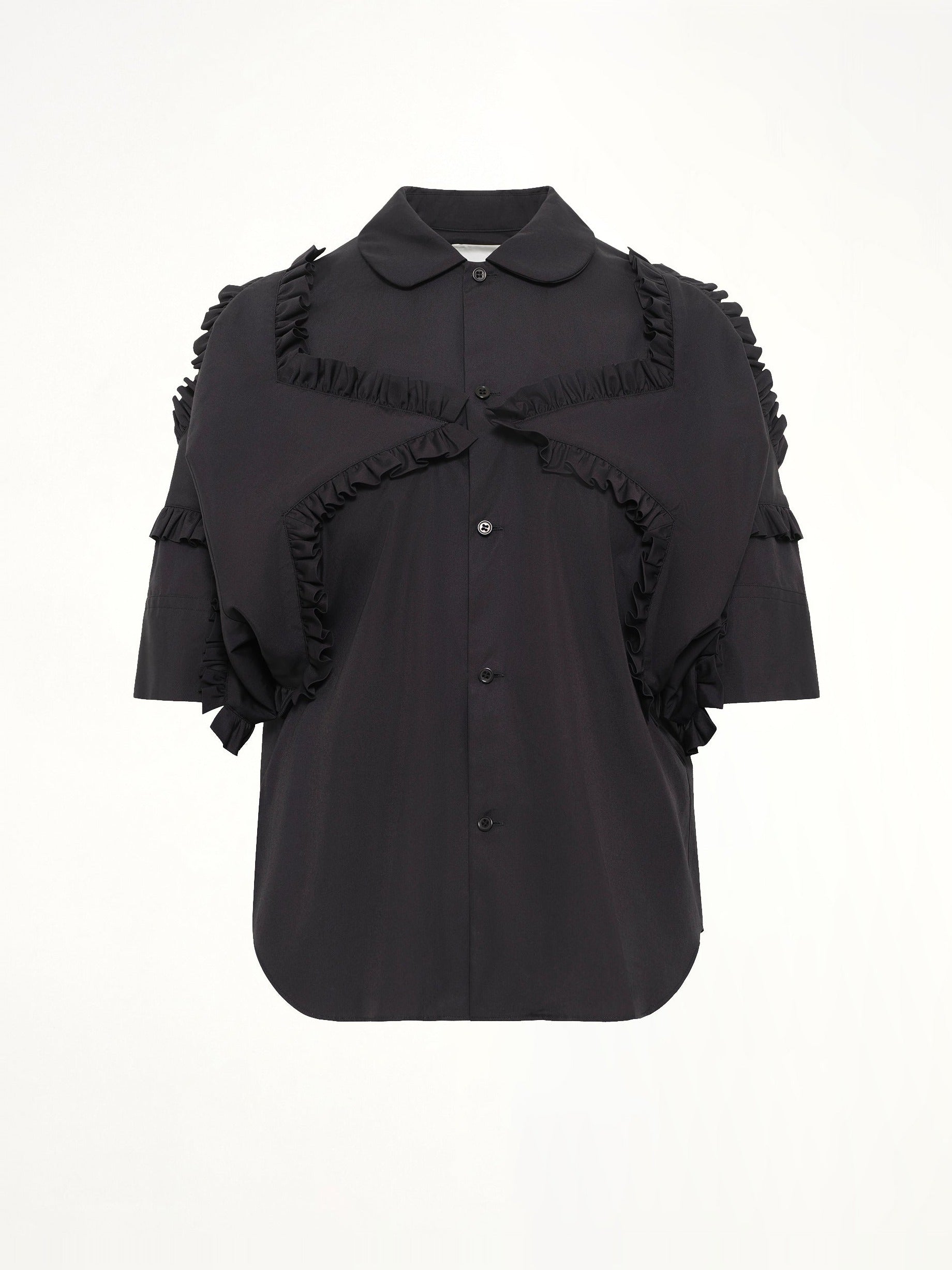 Star Embroidery Shirt in Black