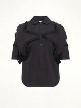 Star Embroidery Shirt in Black
