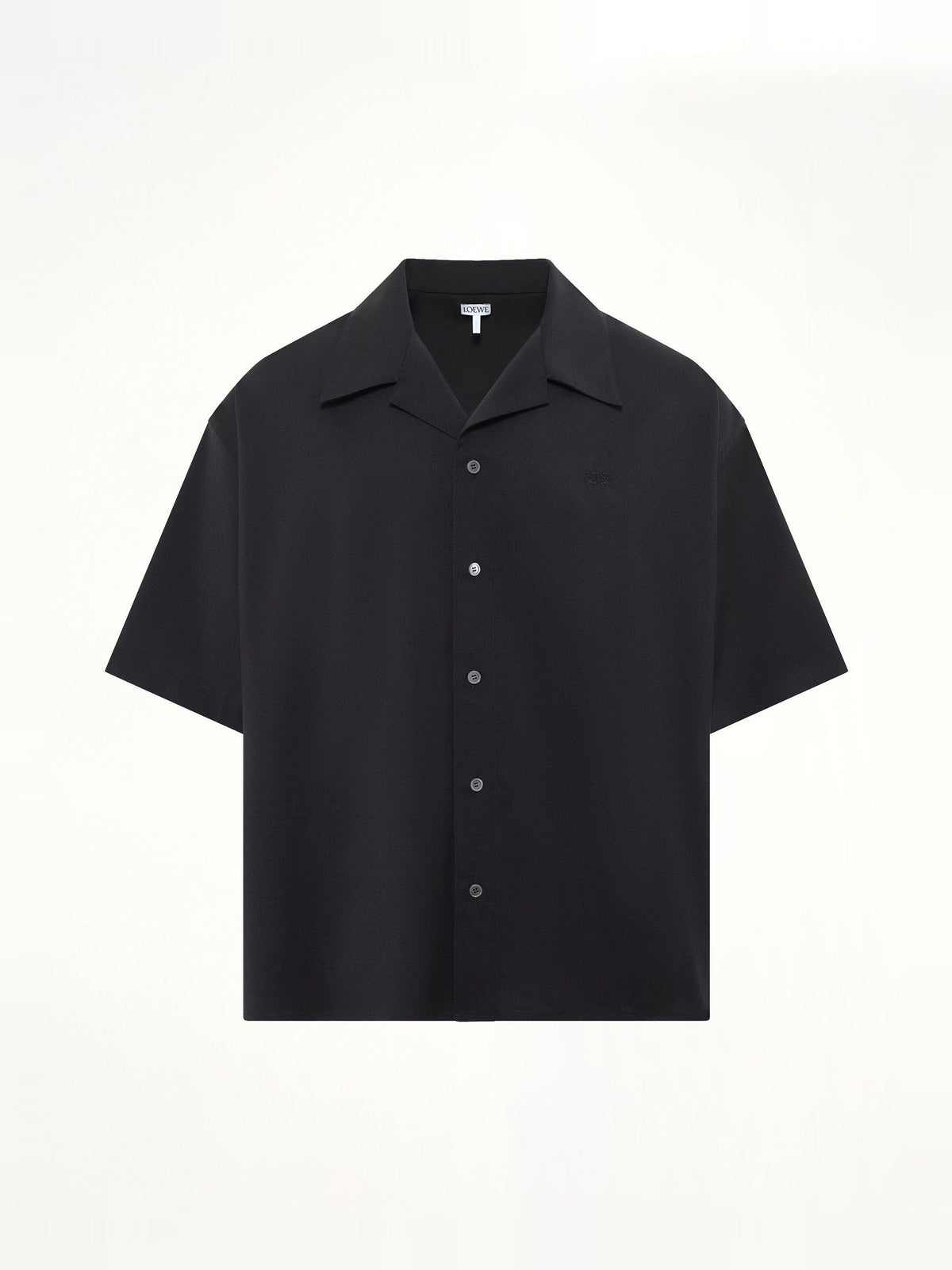 Wool Short Sleeve Shirt in Black