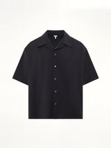 Wool Short Sleeve Shirt in Black