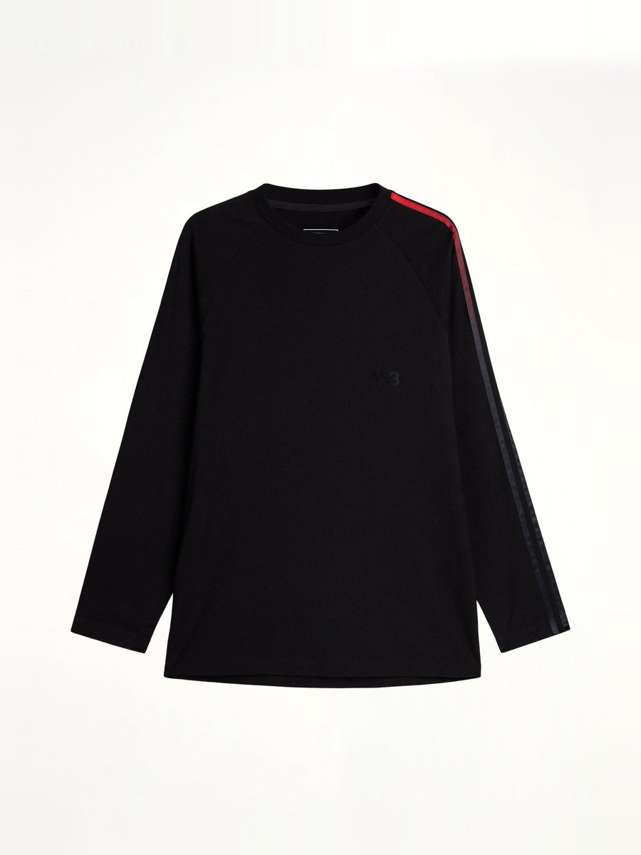 Gradient 3 Stripe LS T-Shirt in Black/Red