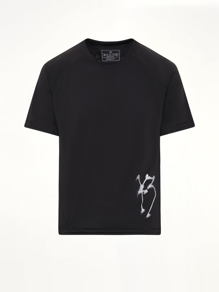 3 Stripe Graphic Run T-Shirt in Black