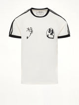 Skull Graphic 3 Stripe T-Shirt in Chalk White