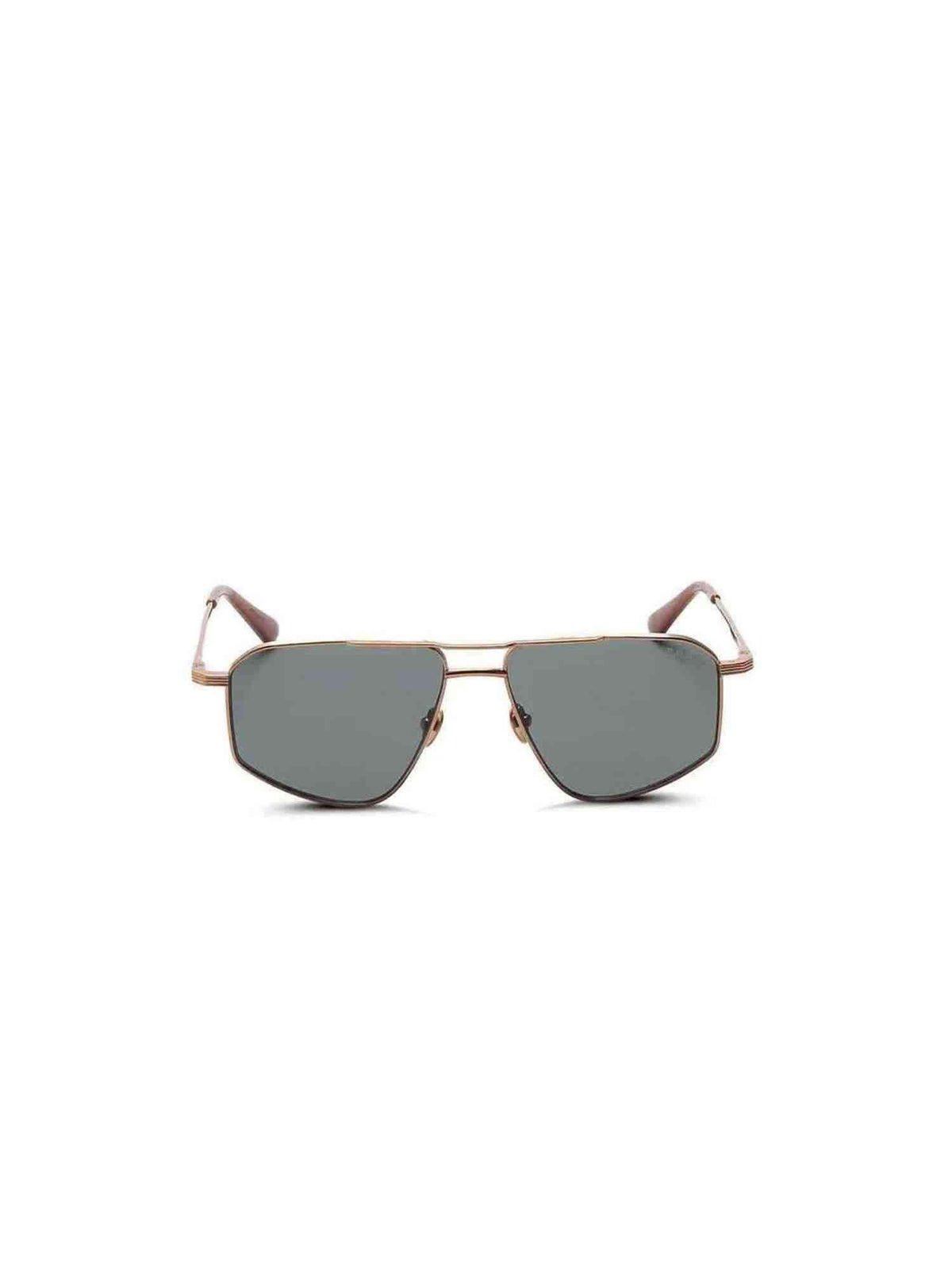 Thirty Six II Sunglasses with Green Lens in Gold Silver