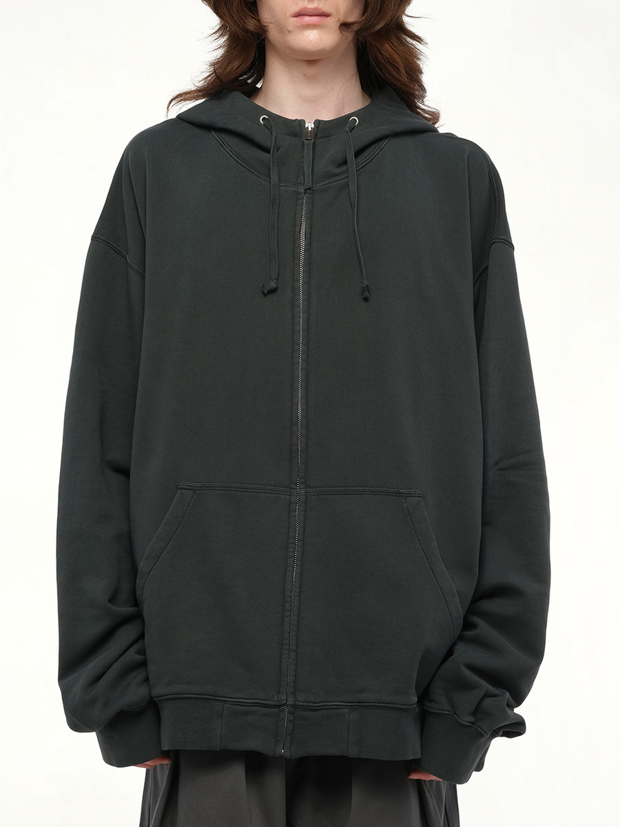 Number Zip Logo Hoodie in Black
